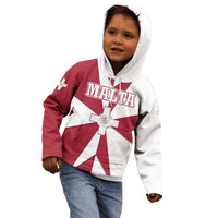 Malta Kid Hoodie with Red White Crossburst Design - Wonder Print Shop