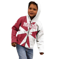Malta Kid Hoodie with Red White Crossburst Design - Wonder Print Shop