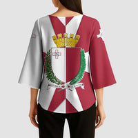 Malta Kimono Sleeve Blouse with Red White Crossburst Design - Wonder Print Shop