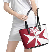 Malta Leather Tote Bag with Red White Crossburst Design - Wonder Print Shop
