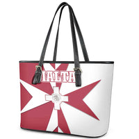 Malta Leather Tote Bag with Red White Crossburst Design - Wonder Print Shop
