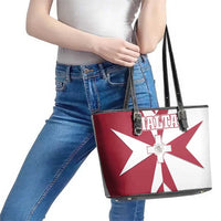 Malta Leather Tote Bag with Red White Crossburst Design - Wonder Print Shop