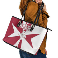 Malta Leather Tote Bag with Red White Crossburst Design - Wonder Print Shop