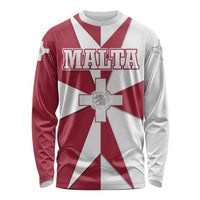 Malta Long Sleeve Shirt with Red White Crossburst Design - Wonder Print Shop