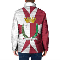 Malta Padded Jacket with Red White Crossburst Design - Wonder Print Shop