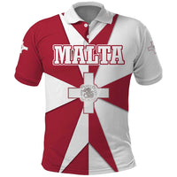 Malta Polo Shirt with Red White Crossburst Design - Wonder Print Shop