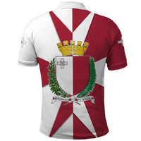 Malta Polo Shirt with Red White Crossburst Design - Wonder Print Shop