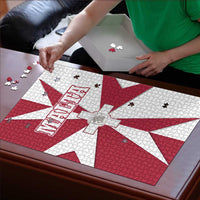 Malta Puzzle with Red White Crossburst Design - Wonder Print Shop