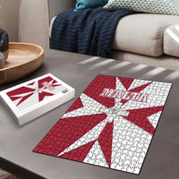 Malta Puzzle with Red White Crossburst Design - Wonder Print Shop