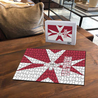 Malta Puzzle with Red White Crossburst Design - Wonder Print Shop