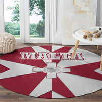 Malta Round Carpet with Red White Crossburst Design - Wonder Print Shop