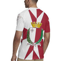 Malta Rugby Jersey with Red White Crossburst Design - Wonder Print Shop