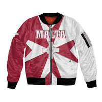 Malta Sleeve Zip Bomber Jacket with Red White Crossburst Design - Wonder Print Shop