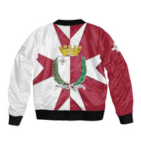 Malta Sleeve Zip Bomber Jacket with Red White Crossburst Design - Wonder Print Shop