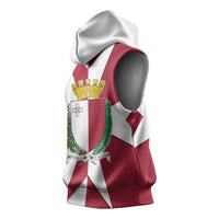 Malta Sleeveless Hoodie with Red White Crossburst Design - Wonder Print Shop