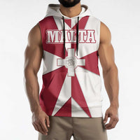 Malta Sleeveless Hoodie with Red White Crossburst Design - Wonder Print Shop