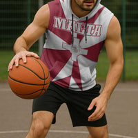 Malta Sleeveless Hoodie with Red White Crossburst Design - Wonder Print Shop