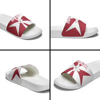 Malta Slide Sandals with Red White Crossburst Design - Wonder Print Shop