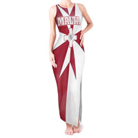 Malta Tank Maxi Dress with Red White Crossburst Design - Wonder Print Shop