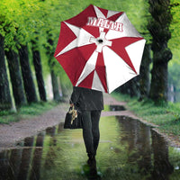 Malta Umbrella with Red White Crossburst Design - Wonder Print Shop
