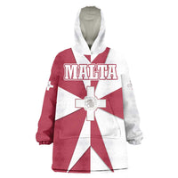 Malta Wearable Blanket Hoodie with Red White Crossburst Design - Wonder Print Shop