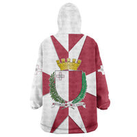 Malta Wearable Blanket Hoodie with Red White Crossburst Design - Wonder Print Shop