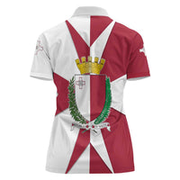Malta Women Polo Shirt with Red White Crossburst Design - Wonder Print Shop