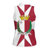 Malta Women Sleeveless Polo Shirt with Red White Crossburst Design - Wonder Print Shop