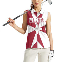 Malta Women Sleeveless Polo Shirt with Red White Crossburst Design - Wonder Print Shop