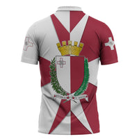 Malta Zipper Polo Shirt with Red White Crossburst Design - Wonder Print Shop