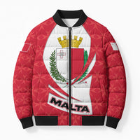 Malta Bomber Puffer Jacket with Red White Swirl Design - Wonder Print Shop