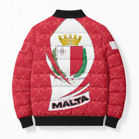 Malta Bomber Puffer Jacket with Red White Swirl Design - Wonder Print Shop