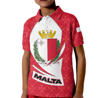 Malta Kid Polo Shirt with Red White Swirl Design - Wonder Print Shop