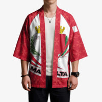 Malta Kimono with Red White Swirl Design - Wonder Print Shop
