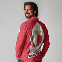 Malta Long Sleeve Polo Shirt with Red White Swirl Design - Wonder Print Shop