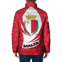 Malta Padded Jacket with Red White Swirl Design - Wonder Print Shop