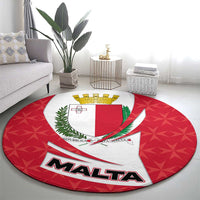 Malta Round Carpet with Red White Swirl Design - Wonder Print Shop