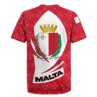 Malta Rugby Jersey with Red White Swirl Design - Wonder Print Shop