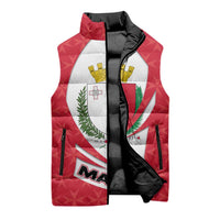 Malta Sleeveless Puffer Jacket with Red White Swirl Design - Wonder Print Shop