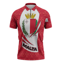 Malta Zipper Polo Shirt with Red White Swirl Design - Wonder Print Shop
