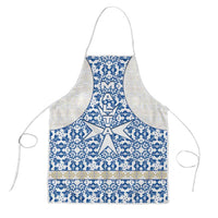 Malta Apron with Blue White Tile Design and Maltese Cross Pattern - Wonder Print Shop