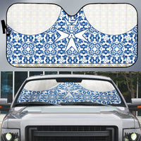 Malta Auto Sun Shade with Blue White Tile Design and Maltese Cross Pattern - Wonder Print Shop