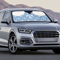 Malta Auto Sun Shade with Blue White Tile Design and Maltese Cross Pattern - Wonder Print Shop