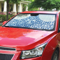 Malta Auto Sun Shade with Blue White Tile Design and Maltese Cross Pattern - Wonder Print Shop