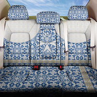 Malta Back Car Seat Cover with Blue White Tile Design and Maltese Cross Pattern - Wonder Print Shop