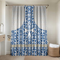 Malta Bathroom Set with Blue White Tile Design and Maltese Cross Pattern - Wonder Print Shop