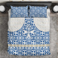 Malta Bedding Set with Blue White Tile Design and Maltese Cross Pattern - Wonder Print Shop