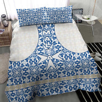 Malta Bedding Set with Blue White Tile Design and Maltese Cross Pattern - Wonder Print Shop