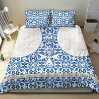 Malta Bedding Set with Blue White Tile Design and Maltese Cross Pattern - Wonder Print Shop