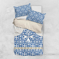 Malta Bedding Set with Blue White Tile Design and Maltese Cross Pattern - Wonder Print Shop
